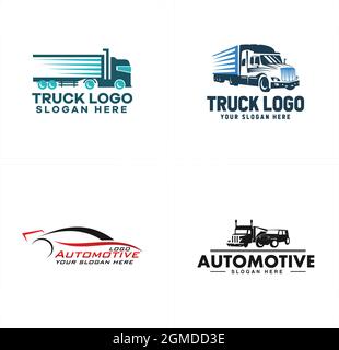 Disegno del logo del camion dell'automobile di trasporto Illustrazione Vettoriale