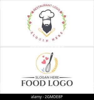 Ristorante cibo chef design logo Illustrazione Vettoriale