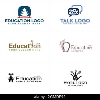 Un set di logo Education Illustrazione Vettoriale