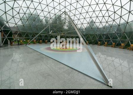 Merkine, Lituania - 31 agosto 2021: Vista della Piramide di Merkine nel Parco Nazionale di Dzukija nel sud della Lituania Foto Stock