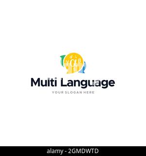 Moderno alfabeto multi lingua di chat Logo design Illustrazione Vettoriale