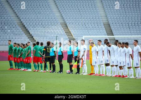 22 LUGLIO 2021 - TOKYO, GIAPPONE: Squadre del Messico e della Francia in testa al loro Men's Group Una partita allo Stadio di Tokyo durante i Giochi Olimpici di Tokyo 2020 Foto Stock