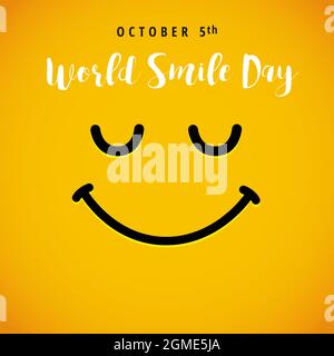 Happy World Smile Day biglietto di auguri concetto. Congrats creativi di festa internazionale. Modello grafico astratto isolato. Messaggero del Internet em Illustrazione Vettoriale