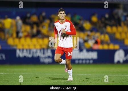 Alcorcon, Spagna. 17 settembre 2021. Javi Robles (Almeria) Calcio : la Liga Smartbank in spagnolo si discosta tra ad Alcorcon 0-4 UD Almeria all'Estadio Municipal Santo Domingo di Alcorcon, Spagna . Credit: Mutsu Kawamori/AFLO/Alamy Live News Foto Stock