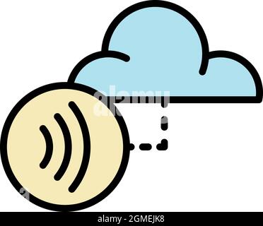 Icona dati cloud NFC. Contorno dell'icona del vettore dati cloud nfc colore piatto isolato Illustrazione Vettoriale
