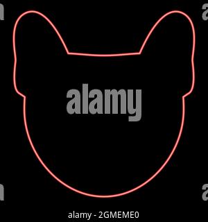 Testa di cane neon rossa immagine vettoriale stile piatto luce immagine Illustrazione Vettoriale