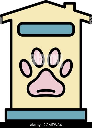 Icona della casa dell'hotel per animali domestici. Profilo animale domestico hotel casa vettore icona colore appartamento isolato Illustrazione Vettoriale