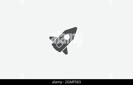 Design del logo del vettore della navicella spaziale Rocket Illustrazione Vettoriale