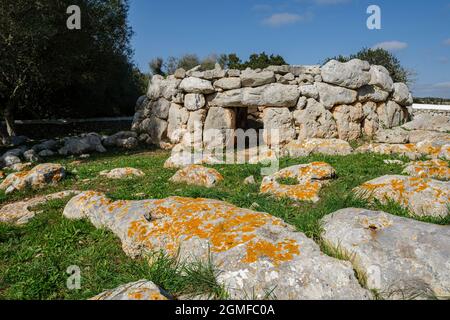 Biniac - L 'Argentina occidental, navata di sepoltura di pianta circolare, Alaior, Minorca, Isole Baleari, Spagna. Foto Stock