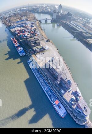 Il porto di Krefeld, Germania Foto Stock