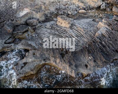 Cava di arenaria tradizionale, S Estalella, Llucmajor, Mallorca, Isole Baleari, Spagna. Foto Stock