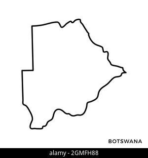 Mappa della linea del modello di disegno per l'illustrazione dello stock vettoriale Botswana. Tratto modificabile. Vettore eps 10. Illustrazione Vettoriale