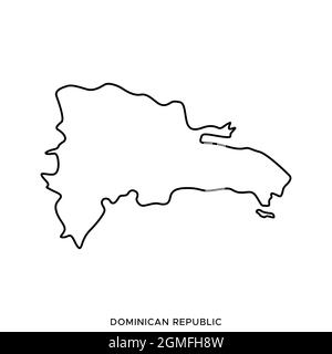 Mappa della linea del modello di disegno di illustrazione di stock vettoriale della Repubblica Dominicana. Tratto modificabile. Vettore eps 10. Illustrazione Vettoriale