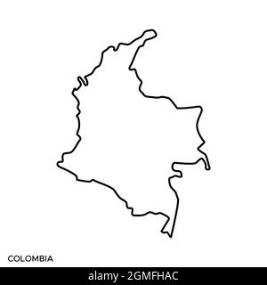 Mappa della linea del modello di disegno di illustrazione di stock vettoriale Colombia. Tratto modificabile. Vettore eps 10. Illustrazione Vettoriale