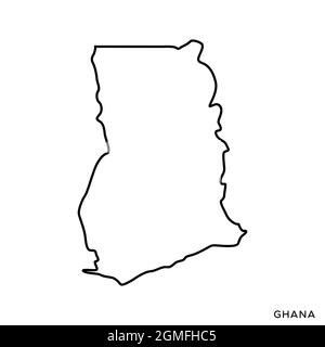 Mappa di linea del modello di disegno di illustrazione di stock vettoriale del Ghana. Tratto modificabile. Vettore eps 10. Illustrazione Vettoriale