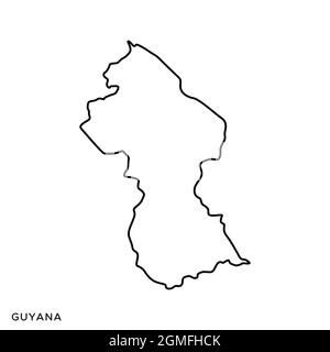 Mappa della linea del modello di disegno di illustrazione del vettore Guyana. Tratto modificabile. Vettore eps 10. Illustrazione Vettoriale