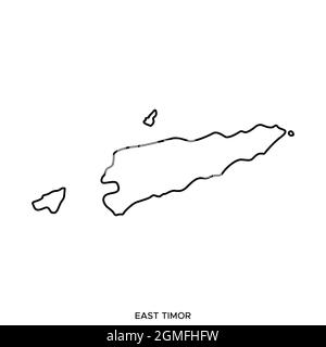 Mappa della linea del modello di disegno di illustrazione di stock vettoriale di Timor Est. Tratto modificabile. Vettore eps 10. Illustrazione Vettoriale