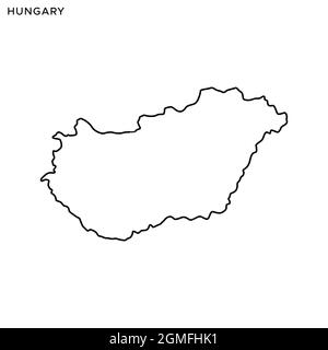 Mappa della linea del modello di disegno di illustrazione di stock vettoriale ungherese. Tratto modificabile. Vettore eps 10. Illustrazione Vettoriale