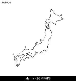 Mappa della linea del modello di disegno di illustrazione di stock vettoriali in Giappone. Tratto modificabile. Vettore eps 10. Illustrazione Vettoriale