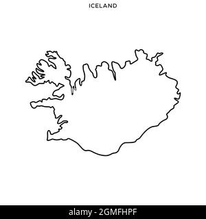 Mappa della linea del modello di disegno di illustrazione di stock vettoriale Islanda. Tratto modificabile. Vettore eps 10. Illustrazione Vettoriale