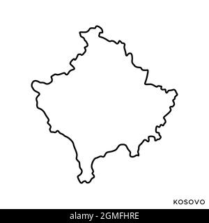Mappa della linea del modello di disegno per l'illustrazione dello stock vettoriale del Kosovo. Tratto modificabile. Vettore eps 10. Illustrazione Vettoriale