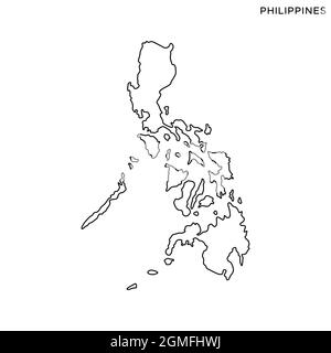 Mappa della linea del modello di disegno di illustrazione di stock vettoriale delle Filippine. Tratto modificabile. Vettore eps 10. Illustrazione Vettoriale