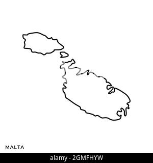 Mappa della linea del modello di disegno di illustrazione del vettore Malta. Tratto modificabile. Vettore eps 10. Illustrazione Vettoriale