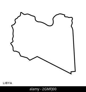 Mappa della linea del modello di disegno di illustrazione di stock vettoriale libico. Tratto modificabile. Vettore eps 10. Illustrazione Vettoriale