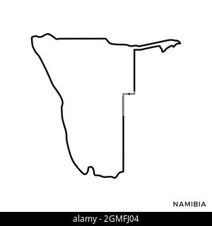 Mappa della linea del modello di disegno per l'illustrazione dello stock vettoriale della Namibia. Tratto modificabile. Vettore eps 10. Illustrazione Vettoriale