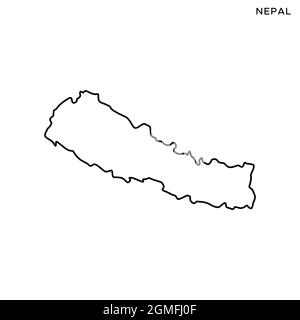 Mappa di linea del modello di disegno di illustrazione di stock vettoriale del Nepal. Tratto modificabile. Vettore eps 10. Illustrazione Vettoriale