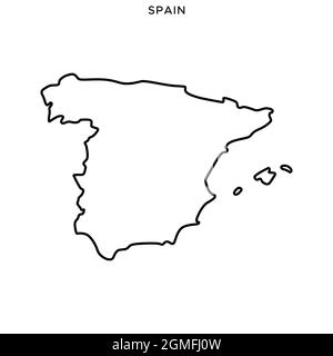 Mappa della linea del modello di disegno grafico vettoriale spagnolo. Tratto modificabile. Vettore eps 10. Illustrazione Vettoriale