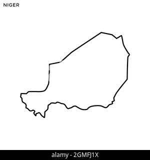 Mappa della linea del modello di disegno di illustrazione di stock vettoriale Niger. Tratto modificabile. Vettore eps 10. Illustrazione Vettoriale