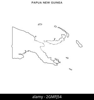 Mappa della linea di Papua Nuova Guinea modello di disegno vettoriale. Tratto modificabile. Vettore eps 10. Illustrazione Vettoriale