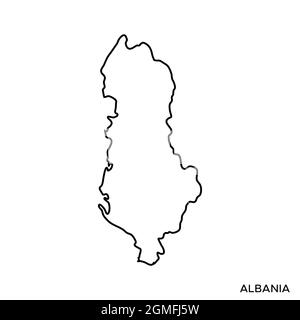 Mappa della linea del modello di disegno per l'illustrazione dello stock vettoriale in Albania. Tratto modificabile. Vettore eps 10. Illustrazione Vettoriale