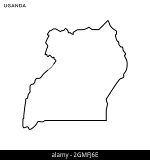 Mappa di linea del modello di disegno di illustrazione di stock vettoriale ugandese. Tratto modificabile. Vettore eps 10. Illustrazione Vettoriale