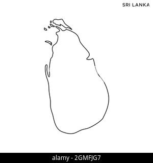 Mappa della linea del modello di disegno di illustrazione del vettore dello Sri Lanka. Tratto modificabile. Vettore eps 10. Illustrazione Vettoriale