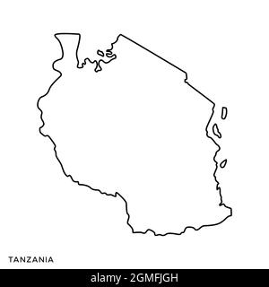 Mappa della linea del modello di disegno di illustrazione di stock vettoriale Tanzania. Tratto modificabile. Vettore eps 10. Illustrazione Vettoriale