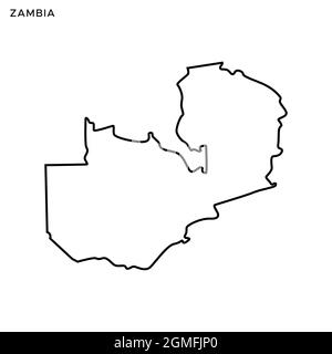 Mappa della linea del modello di disegno di illustrazione del vettore Zambia. Tratto modificabile. Vettore eps 10. Illustrazione Vettoriale