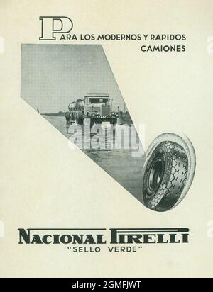 España. Publicidad de Neumáticos Pirelli.Año 1938. Foto Stock
