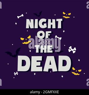 Colorato banner web luminoso congratulazioni per la vacanza Halloween, notte dei mostri - illustrazione Vector Illustrazione Vettoriale