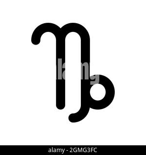 Capricorno - segno astrologico. Uno dei dodici simboli zodiacali. Semplice icona vettoriale a linea continua. Illustrazione Vettoriale