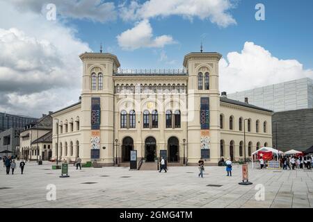 Oslo, Norvegia. Settembre 2021. Vista esterna del Nobel Peace Center nel centro della città Foto Stock