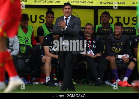 Carrow Road, Norwich, Regno Unito. 18 settembre 2021. Premier League Football Norwich City versus Watford; Watford Manager Xisco Credit: Action Plus Sports/Alamy Live News Foto Stock