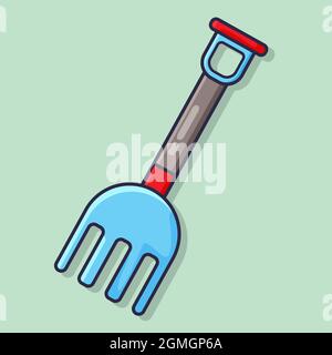 strumento pitchfork illustrazione vettoriale di cartoni animati isolati in stile piatto Illustrazione Vettoriale