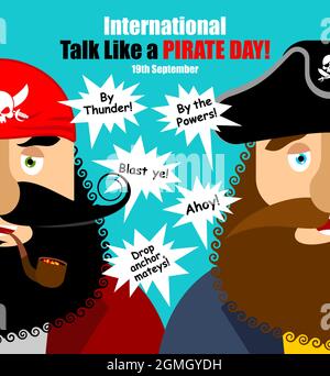 International Talk Like A Pirate Day. Pirata parlare e parole. Illustrazione del vettore delle vacanze Illustrazione Vettoriale