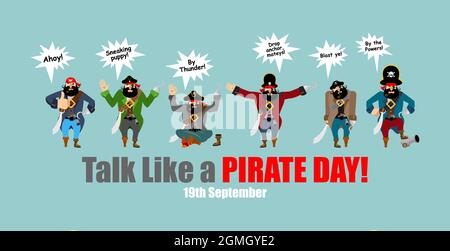 International Talk Like A Pirate Day. Pirata parlare e parole. Illustrazione del vettore delle vacanze Illustrazione Vettoriale