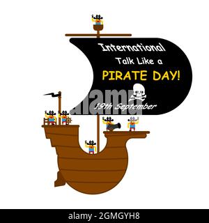 Internazionale parlare come un giorno pirata. Nave dei pirati Illustrazione Vettoriale