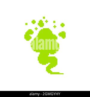 Fart pixel art art art. Gas fumo verde a 8 bit. Farting pixelato Illustrazione Vettoriale