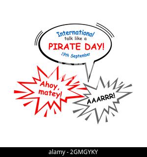 Internazionale parlare come un giorno pirata. Fuma con parole pirata Illustrazione Vettoriale