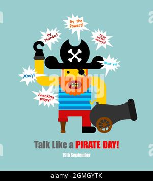 International Talk Like A Pirate Day. Pirata parlare e parole. Illustrazione del vettore delle vacanze Illustrazione Vettoriale